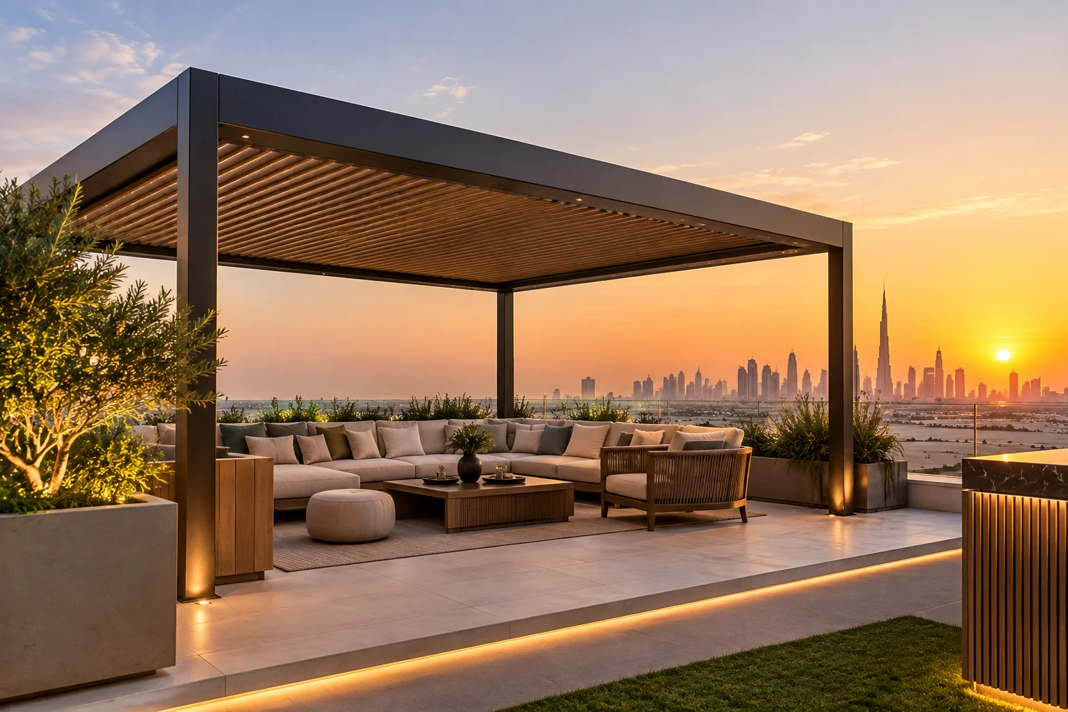 برجولة على سطح المنزل بتصميم عصري
